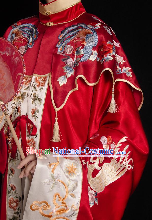 China Ming Dynasty Empress Embroidered Costumes Traditional Hanfu Woman Wedding Dresses Ancient Bride Clothing