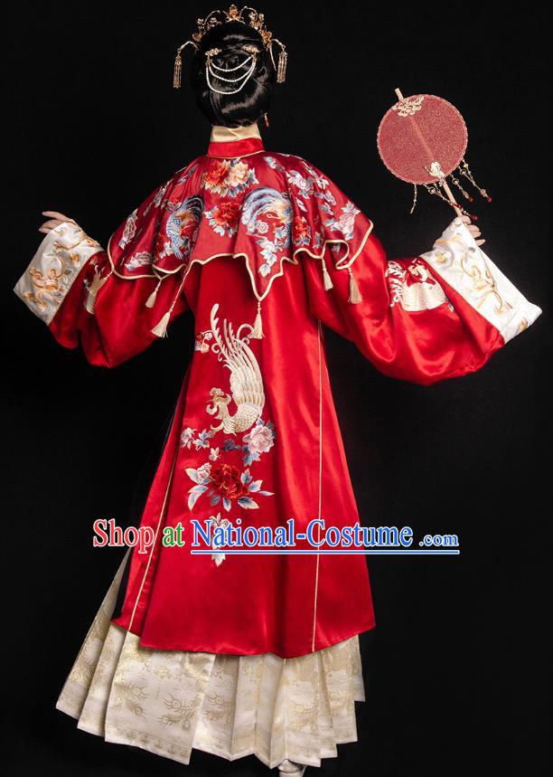 China Ming Dynasty Empress Embroidered Costumes Traditional Hanfu Woman Wedding Dresses Ancient Bride Clothing