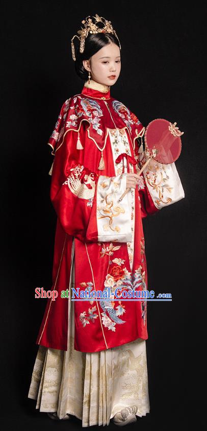 China Ming Dynasty Empress Embroidered Costumes Traditional Hanfu Woman Wedding Dresses Ancient Bride Clothing