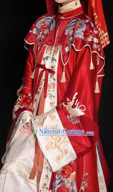 China Ming Dynasty Empress Embroidered Costumes Traditional Hanfu Woman Wedding Dresses Ancient Bride Clothing