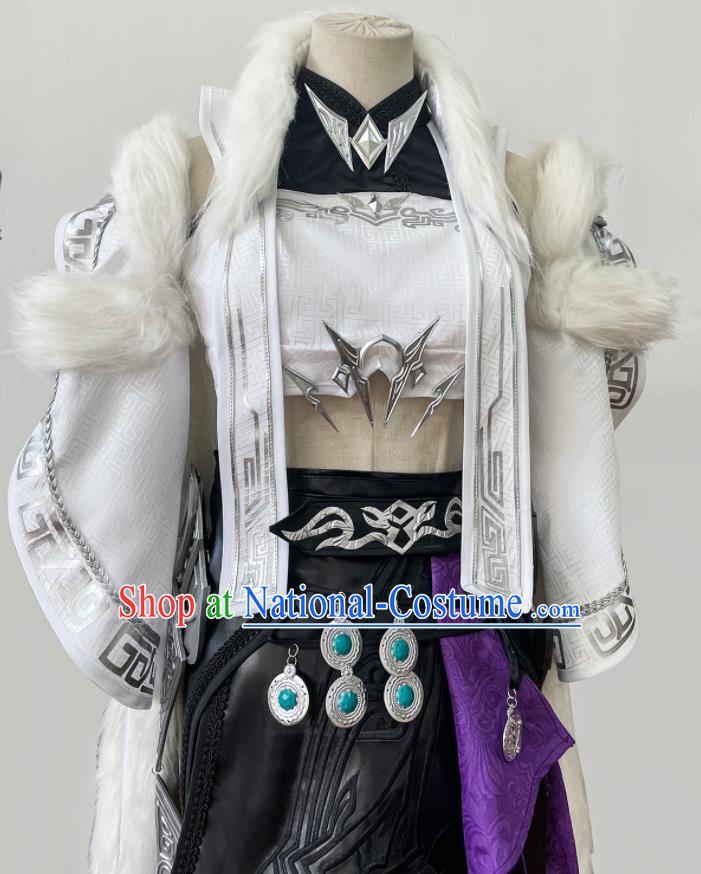 Top Ancient Young Woman Costumes Cosplay Blade Lady Clothes Jian Xia Qing Yuan Swordswoman Clothing