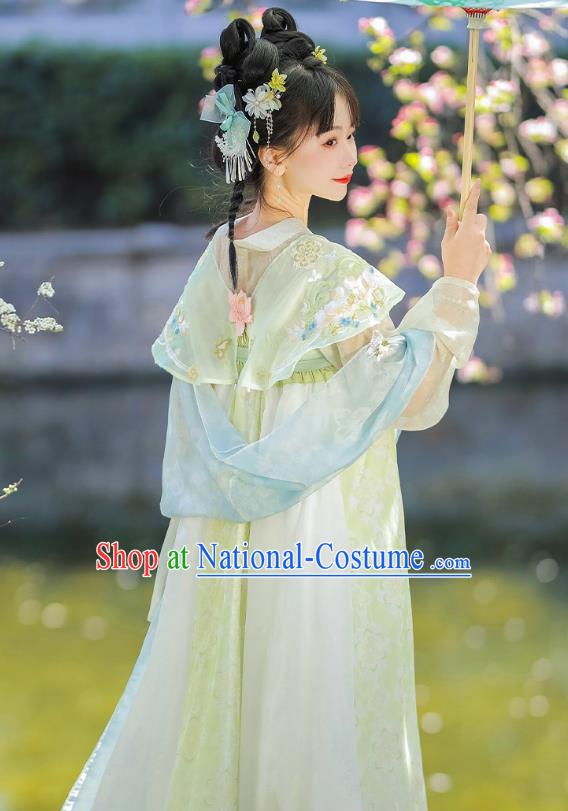 China Hanfu Green Dresses Ancient Young Lady Clothing Traditional Costumes