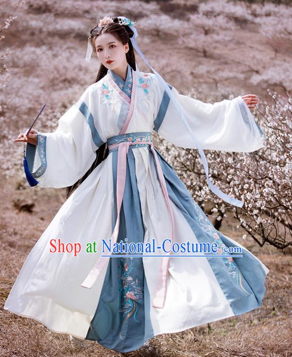 China Jin Dynasty Female Costumes Ancient Swordswoman Clothing Traditional Costumes Hanfu Dresses