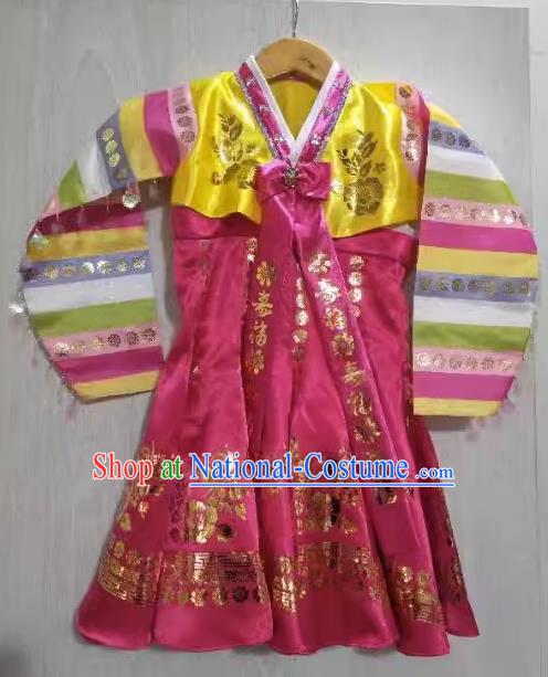 Korean Ethnic Group Hand Drum Dance Dress Little Girl Stage Performance