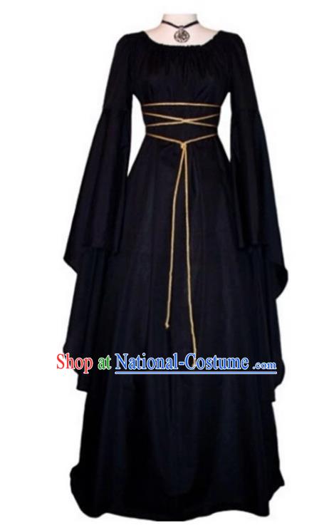 European Medieval Peasant Stage Play Long Sleeved Round Neck Witch Dress For Halloween Role Play Costumes