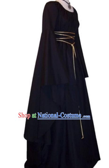 European Medieval Peasant Stage Play Long Sleeved Round Neck Witch Dress For Halloween Role Play Costumes