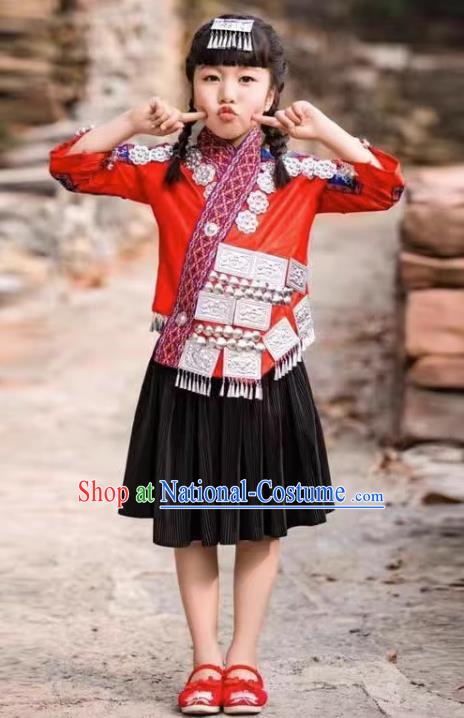 Miao Costume Girls  Headdress Collar Hani Children Costumes For Travel And Photography For Children National Costumes