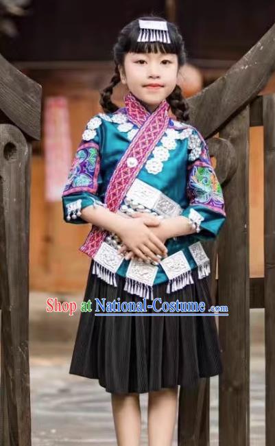 Miao Costume Girls  Headdress Collar Hani Children Costumes For Travel And Photography For Children National Costumes