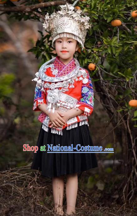 Miao Costume Girls  Headdress Collar Hani Children Costumes For Travel And Photography For Children National Costumes