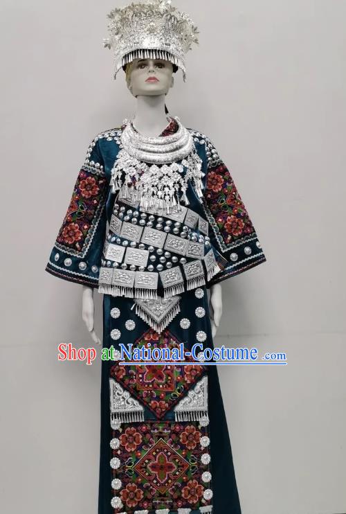 Miao And Dong Ethnic Costumes Antique Original Performance Full Set Of Miao Silver Embroidery