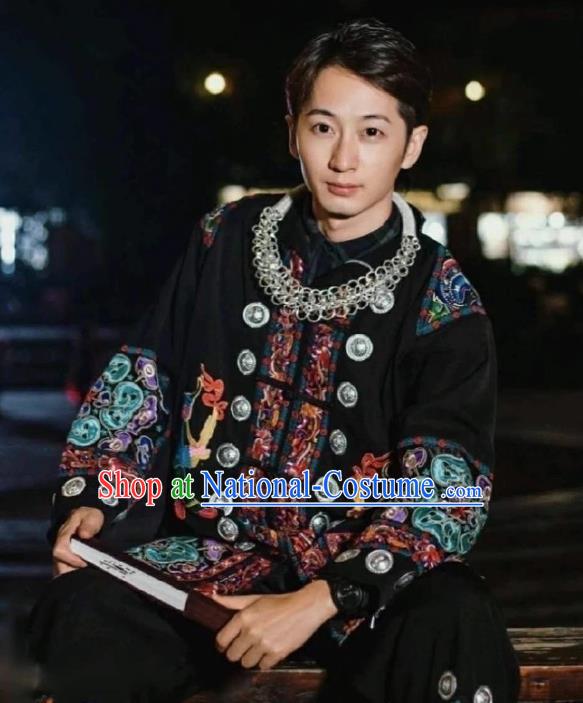 Ethnic Minority Dong Zhuang Miao Costume Male Stage Performance National Costume