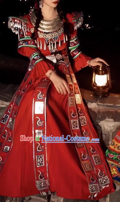 Miao Costume Female Tujia Minority Costume Wedding Dress Stage Performance