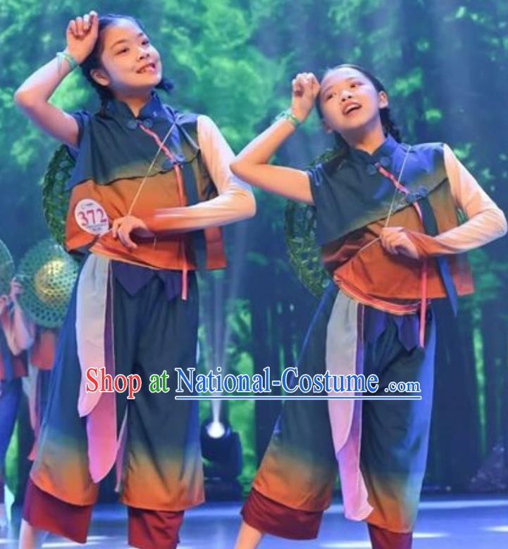 Dance Costume Children Fisherman Hope Field Harvest Rice Field Performance Costume