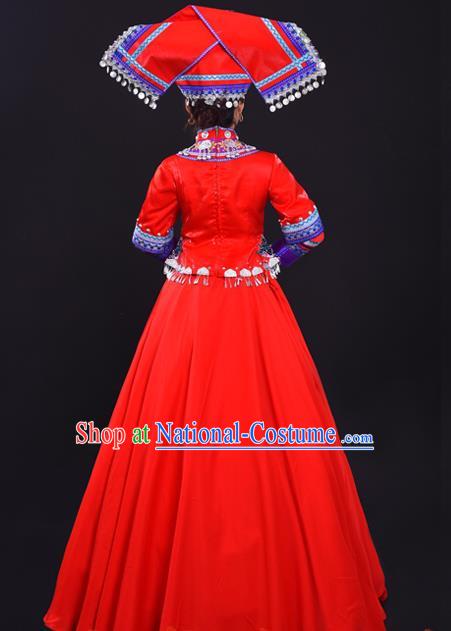 Zhuang Red Costume Hostess Costume Solo Performance Costume Big Swing Skirt Female Suit