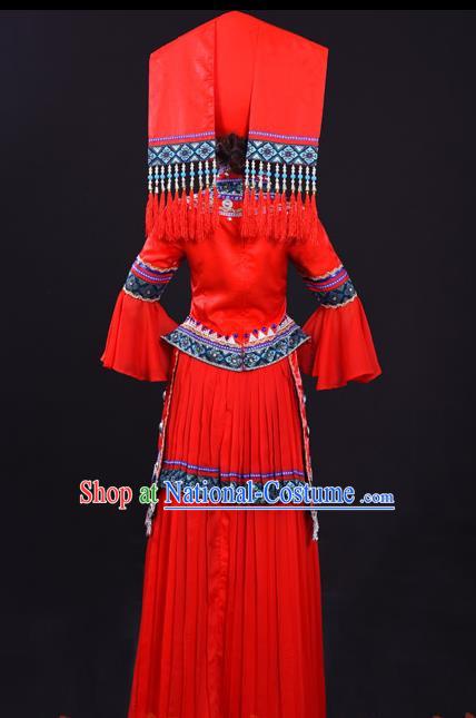 Zhuang Red Costume Hostess Costume Solo Performance Costume Big Swing Skirt Female Suit