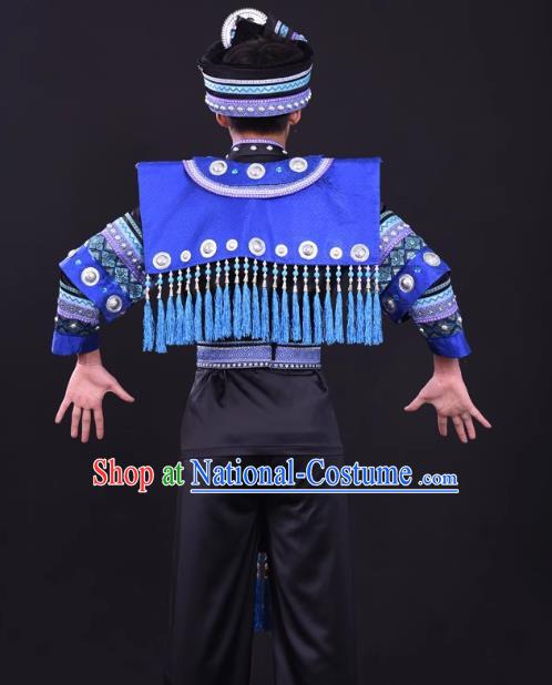 Zhuang Men Costume Host Costume Solo Performance Costume Black Men Suit