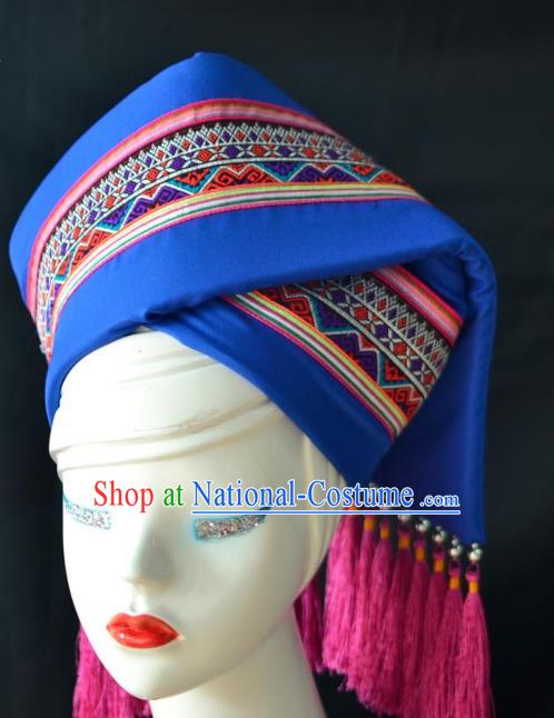 Guangxi Women Adult Minority Performance Hat Zhuang Nationality Folk Song Advanced Embroidery Handmade Headwear