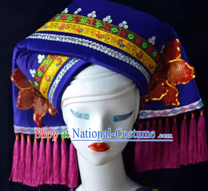 Guangxi Women Adult Minority Performance Hat Zhuang Nationality Folk Song Advanced Embroidery Handmade Headwear