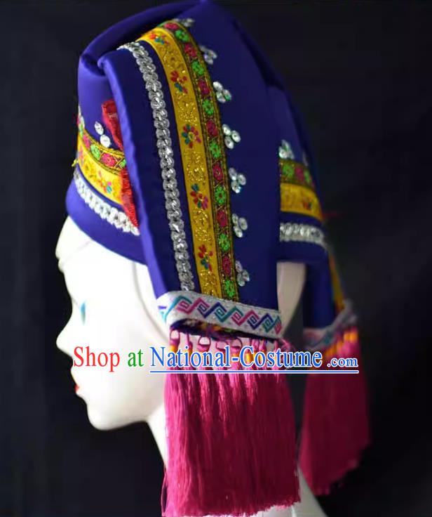 Guangxi Women Adult Minority Performance Hat Zhuang Nationality Folk Song Advanced Embroidery Handmade Headwear