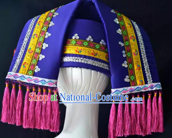 Guangxi Women Adult Minority Performance Hat Zhuang Nationality Folk Song Advanced Embroidery Handmade Headwear