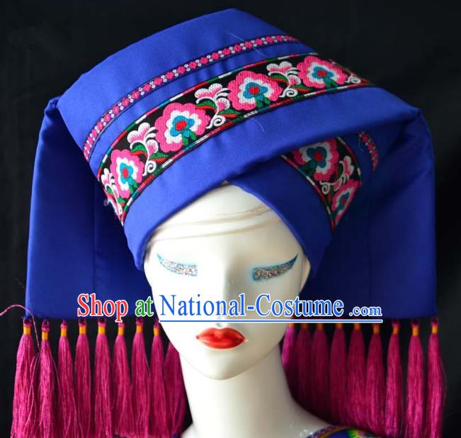 Guangxi Women Adult Minority Performance Hat Zhuang Nationality Folk Song Advanced Embroidery Handmade Headwear