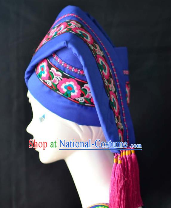 Guangxi Women Adult Minority Performance Hat Zhuang Nationality Folk Song Advanced Embroidery Handmade Headwear