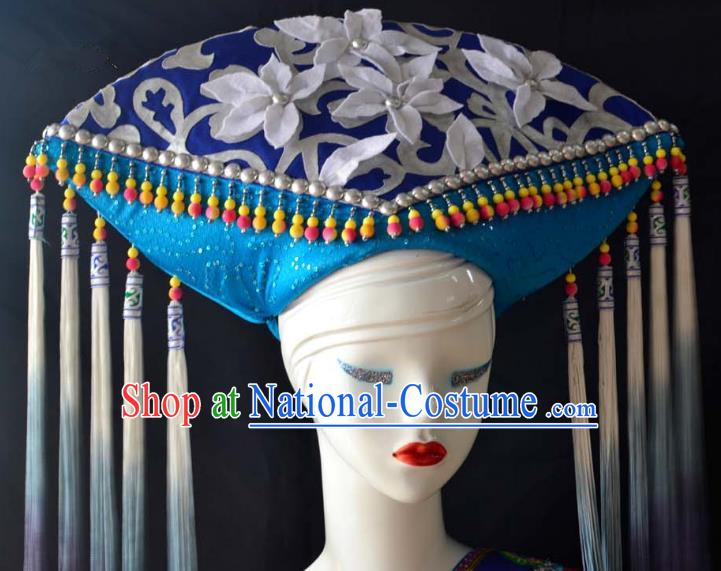 Guangxi Women Adult Minority Performance Hat Zhuang Nationality Folk Song Advanced Embroidery Handmade Headwear