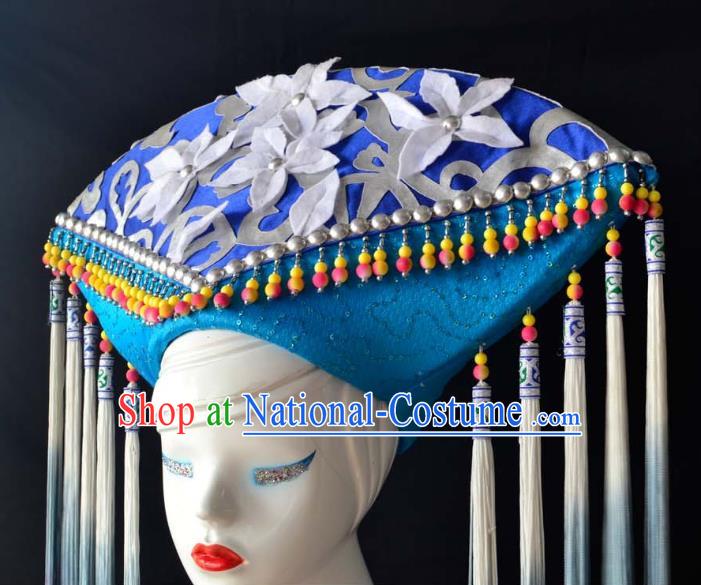 Guangxi Women Adult Minority Performance Hat Zhuang Nationality Folk Song Advanced Embroidery Handmade Headwear