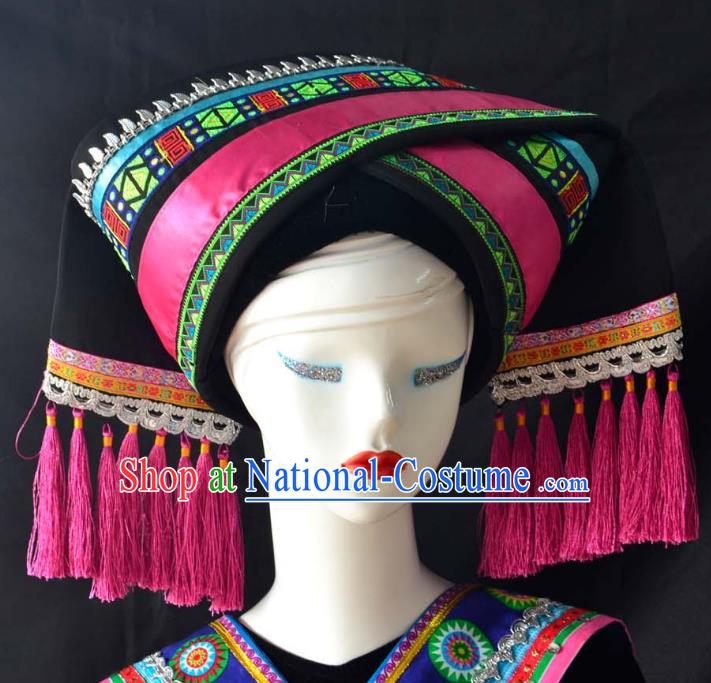 Guangxi Women Adult Minority Performance Hat Zhuang Nationality Folk Song Advanced Embroidery Handmade Headwear