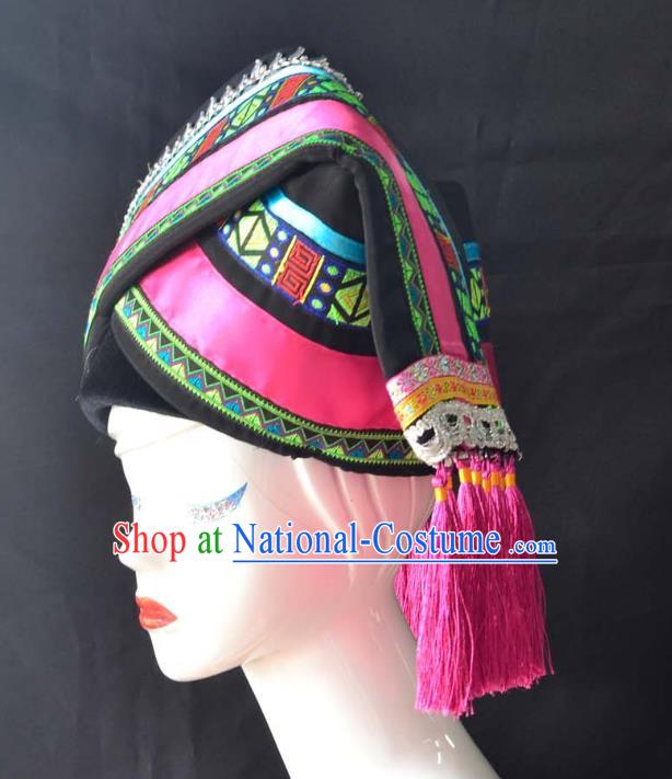 Guangxi Women Adult Minority Performance Hat Zhuang Nationality Folk Song Advanced Embroidery Handmade Headwear