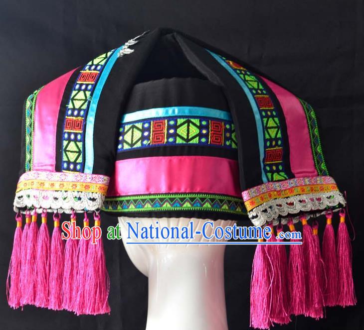 Guangxi Women Adult Minority Performance Hat Zhuang Nationality Folk Song Advanced Embroidery Handmade Headwear