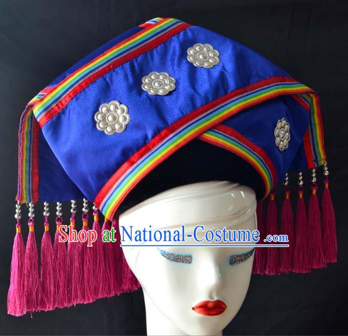 Guangxi Women Adult Minority Performance Hat Zhuang Nationality Folk Song Advanced Embroidery Handmade Headwear