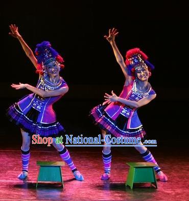 Dance Performance Costumes Ethnic Minority Yao Costumes Stage Costumes Pleated Skirt Suit