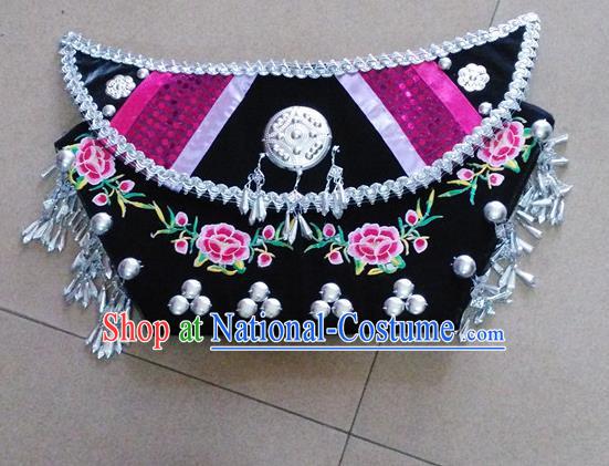 Handmade Zhuang Black With Silver Lace Hat