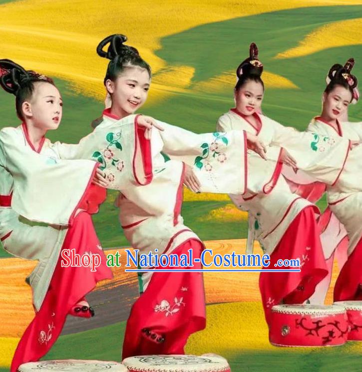 Han And Tang Dynasty Dance Orange Song Performance Costumes Children Classical Ethnic Chinese Style Performance Costumes Children Performance Costumes