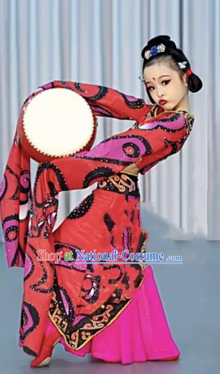 Han And Tang Dance Chu You Performance Costumes Children Chinese Style Classical National Red Water Sleeves Children Performance Costumes