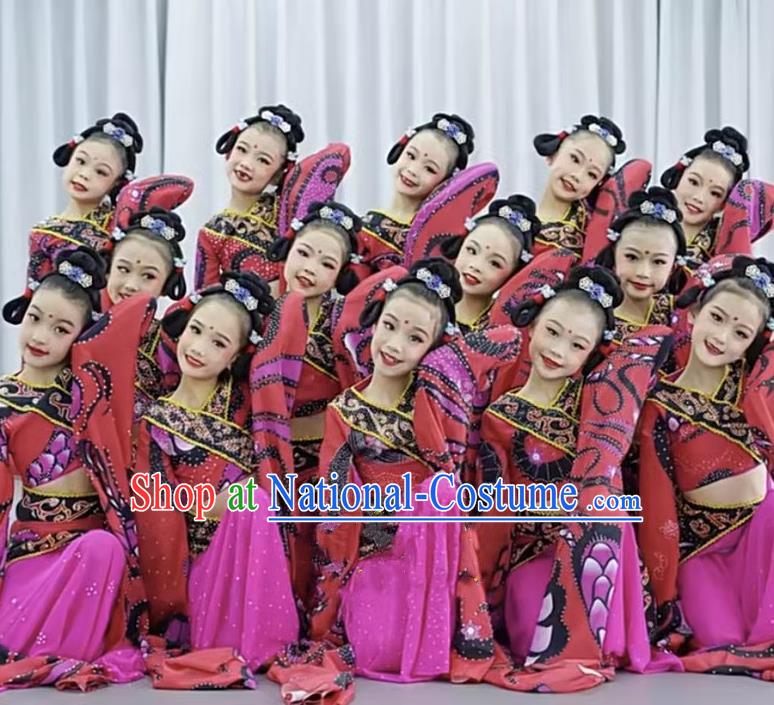 Han And Tang Dance Chu You Performance Costumes Children Chinese Style Classical National Red Water Sleeves Children Performance Costumes