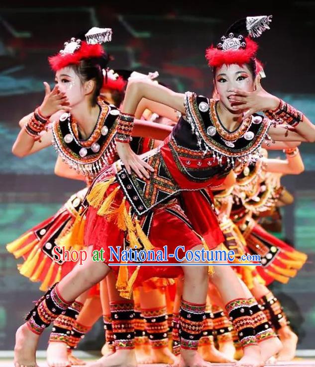 Children Dance Performance Costumes Girls Miao Zhuang Yao Minority Performance Costumes