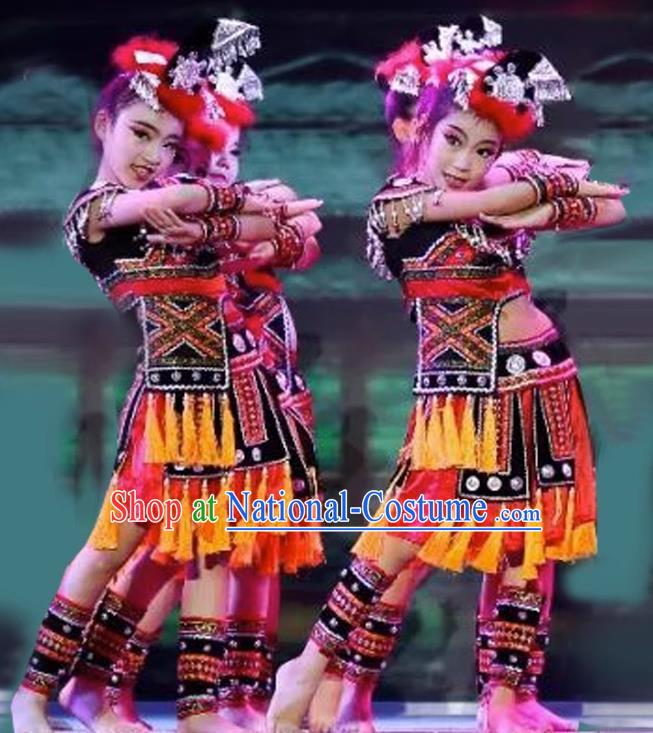 Children Dance Performance Costumes Girls Miao Zhuang Yao Minority Performance Costumes