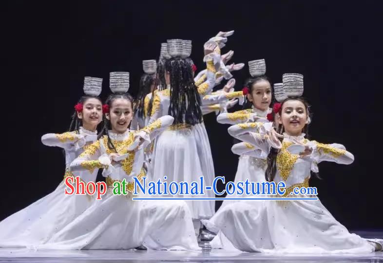 Top Bowl Dance Children Performance Costume Xinjiang Uyghur Ethnic Dance Performance Costume Female