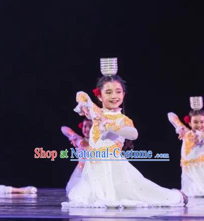 Top Bowl Dance Children Performance Costume Xinjiang Uyghur Ethnic Dance Performance Costume Female