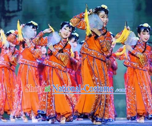 Children South Beauty Classical Dance Costumes Opening Doors Opening Dance National Festive Yangko Fan Dance Costumes