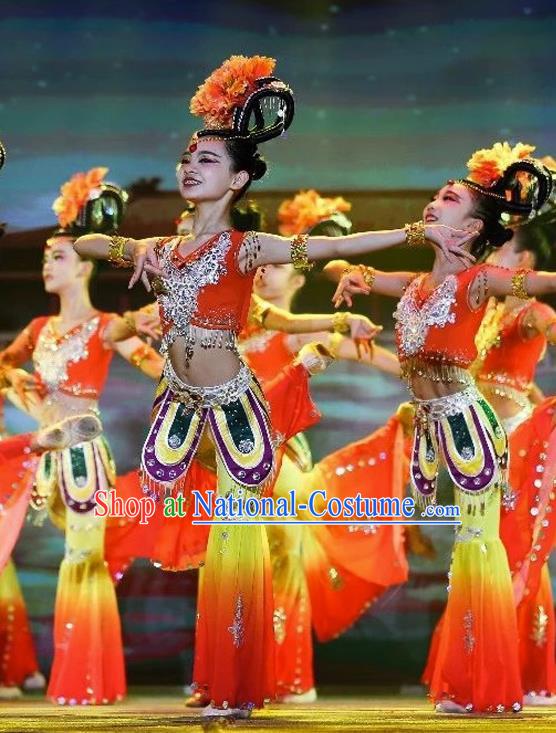 Dunhuang Flying Dance Costume Auspicious Heavenly Girl Colorful Buddha Light Children Performance Costume National Classical Dance Rebound Pipa Costume