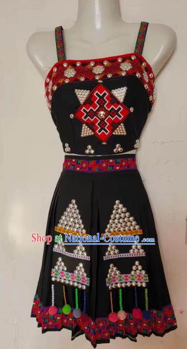 China Ethnic Yunnan Hani Minority Costumes National Festival Costumes Dance Performance Costumes