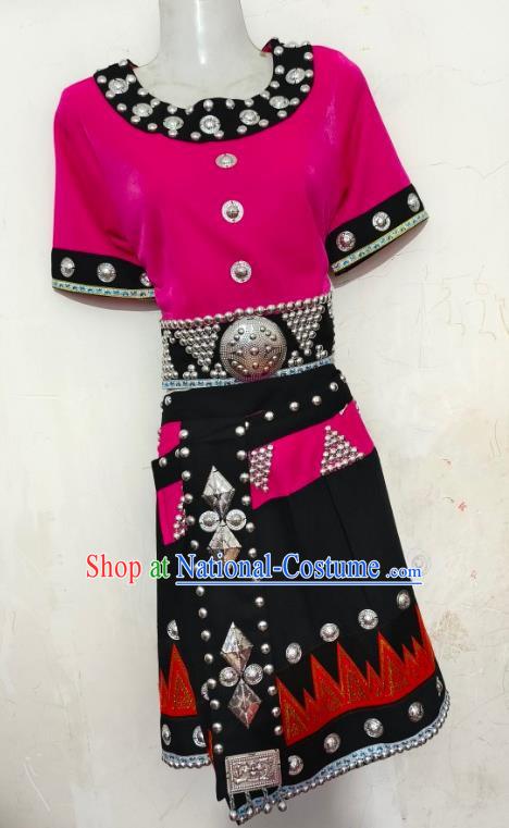 China Ethnic Yunnan Wa Minority Costumes National Festival Costumes Dance Performance Costumes