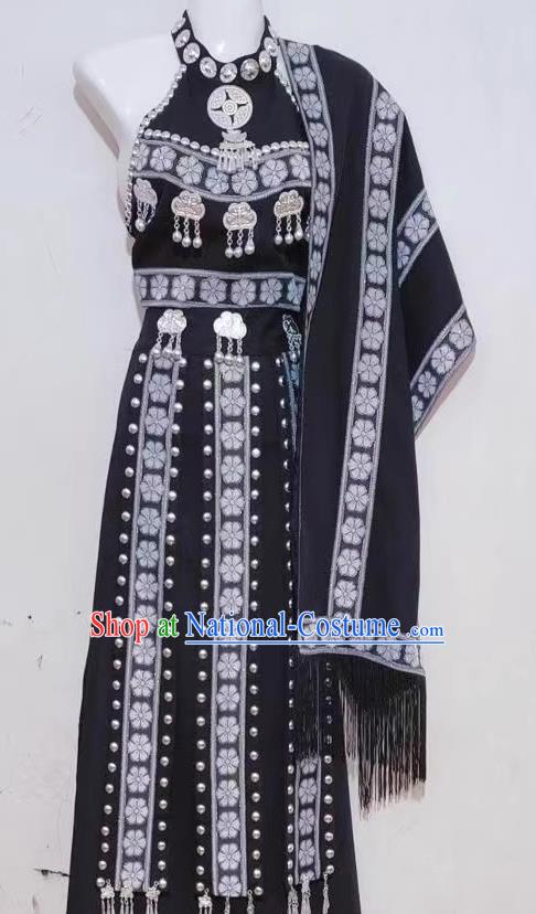 China Ethnic Yunnan Hani Minority Costumes National Festival Costumes Dance Performance Costumes