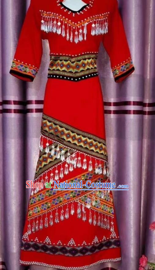 China Ethnic Yunnan Lincang Wa Minority Women Dance Performance Costume Minority Traditional Culture Festival Costume