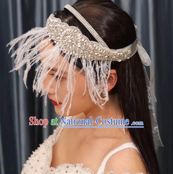 Vintage Luxury Dinner Party Feather Tassel Rhinestone Tiara Wedding Accessories Hair Accessories