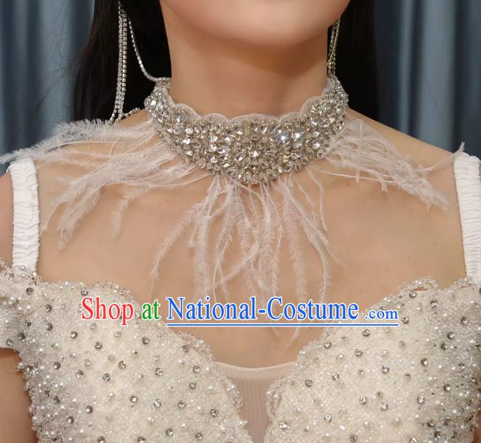 Vintage Luxury Dinner Party Feather Tassel Rhinestone Tiara Wedding Accessories Hair Accessories