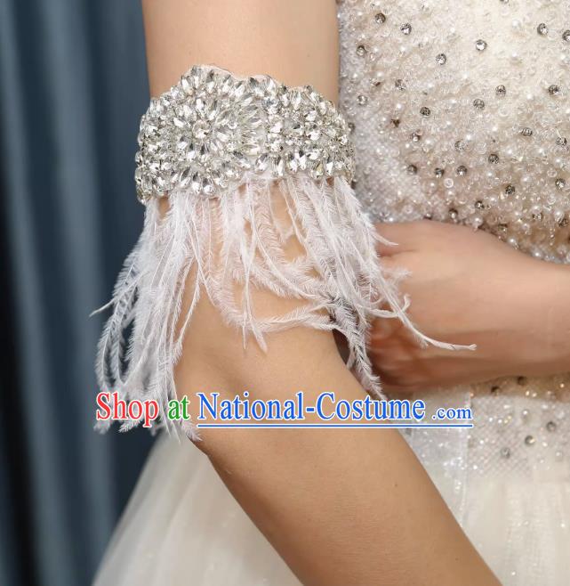 Vintage Luxury Dinner Party Feather Tassel Rhinestone Tiara Wedding Accessories Hair Accessories